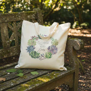 Tote Bag Couronne de plantes grasses pour jeune fille d'hon