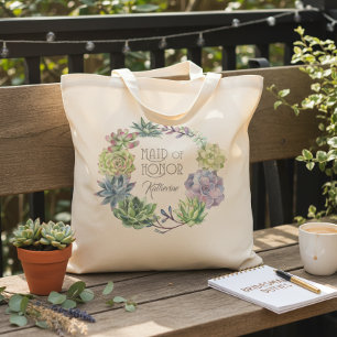 Tote Bag Couronne de succulentes Demoiselle d'honneur ID517