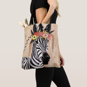 Tote Bag Couronne du zèbre de Klimt des fleurs