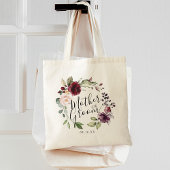 Tote Bag Couronne Fleurie Burgundy Blush Mère du Marié