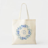 Tote Bag Couronne florale bleue personnalisée en cadeau (Devant)