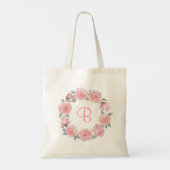 Tote Bag Couronne florale de pivoines roses blush personnal (Dos)