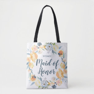 Tote Bag Couronne florale Monogrammée Maid d'honneur