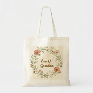 Tote Bag Couronne florale personnalisée pour grand-mère