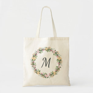 Tote Bag Couronne florale romantique monogramme cadeau de m