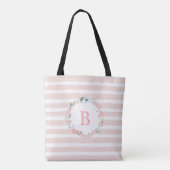 Tote Bag Couronne florale rose monogramme (Dos)