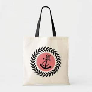 Tote Bag Couronne noire monogramme et Ancre nautique