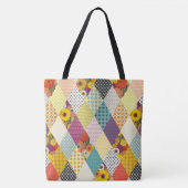 Tote Bag courtepoint vintage fleuri en patchwork (Devant)