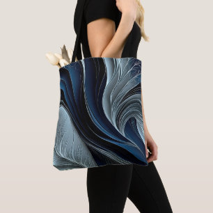 Tote Bag Coussin jeté abstrait à écoulement indigo Golden A