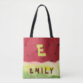 Tote Bag Coute Rouge Vert Pétoncle Graines Monogramme Nom (Devant)