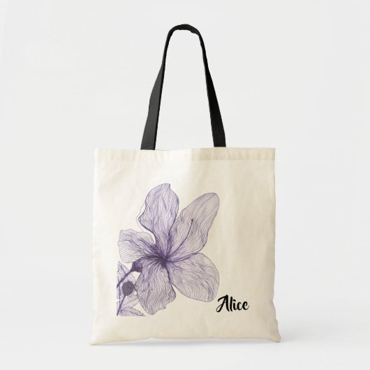 Tote Bag Coutume de fleur de ketmie de monogramme de (Devant)
