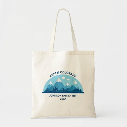 Tote Bag Coutume Famille d'hiver Réunion Blue Snowy Mountai (Devant)