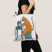Tote Bag Couture vintage de chat (De près)