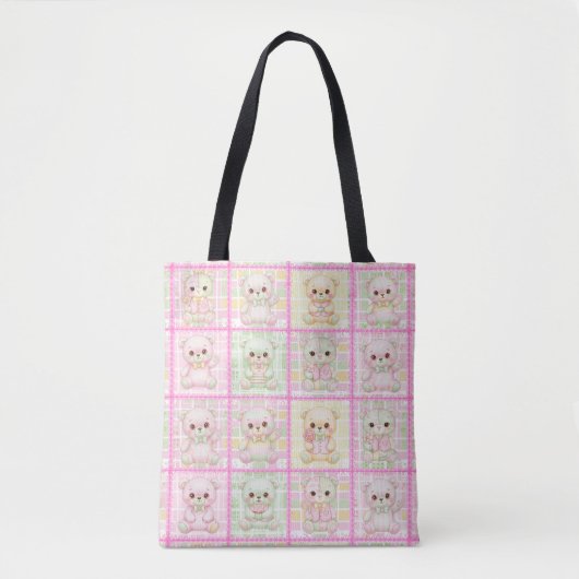 Tote Bag Couverture ourson patchwork mignon sans couture (Devant)