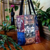 Tote Bag Couvertures de livres anciens (Bleu & Bourgogne)