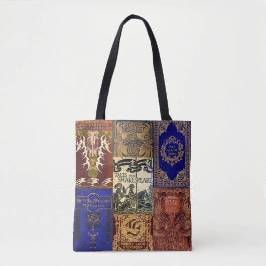 Tote Bag Couvertures de livres anciens (Bleu & Bourgogne) (Devant)