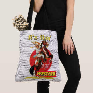 Tote Bag Cow-girl vintage sur le cheval Fixin" à obtenir