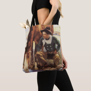 Tote Bag Cowboy arroser son cheval par NC Wyeth, Art Vintag