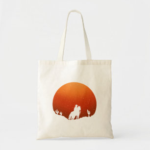 Tote Bag Cowboy avec cheval Wild West paysage de coucher de