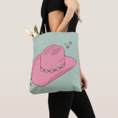Tote Bag Cowboy Casquette Preppy Rose Et Vert (De près)