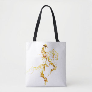 Tote Bag Cowboy Doré sur Cheval Cabré