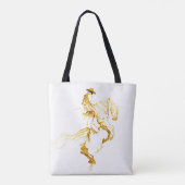 Tote Bag Cowboy Doré sur Cheval Cabré (Dos)