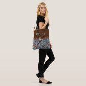 Tote Bag cowboy en cuir marron turquoise pays ouest (Sur le modèle)