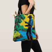 Tote Bag Cowboy Fisherman on Riverbank (De près)