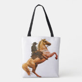 Tote Bag Cowboy Riding a White Horse on a Shoulder (Dos)