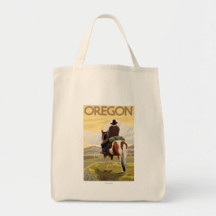 Tote Bag Cowboy sur Horseback Vintage voyage Poster