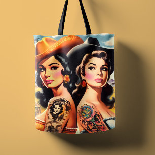 Tote Bag Cowgirls Tatouées Vintage