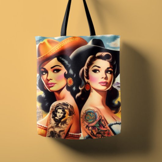 Tote Bag Cowgirls Tatouées Vintage