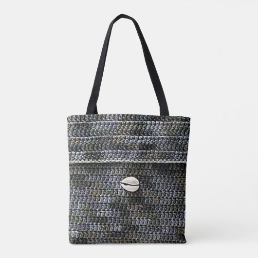 Tote Bag Cowrie Shell Grey Texture Artiste Crochet Imprimer (Dos)