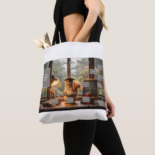 Tote Bag Cozy Rainy Day Squirrel Teacher Shoulder Tote (De près)