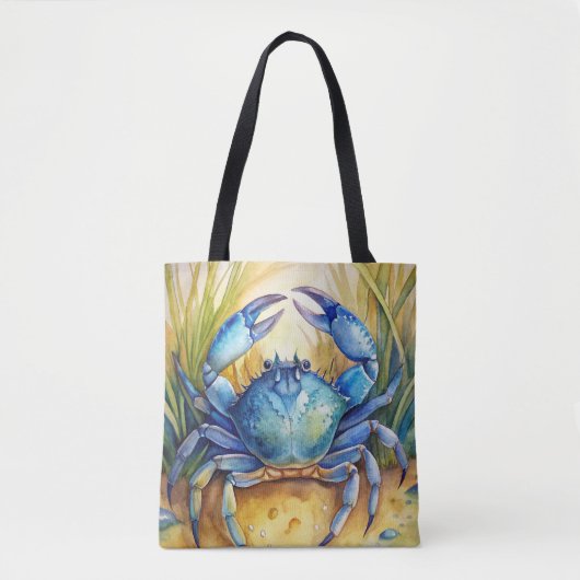 Tote Bag Crabe bleu sur une plage (Devant)