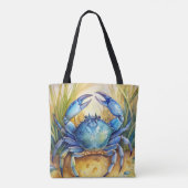 Tote Bag Crabe bleu sur une plage (Dos)