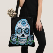 Tote Bag Crâne à sucre bleu (De près)