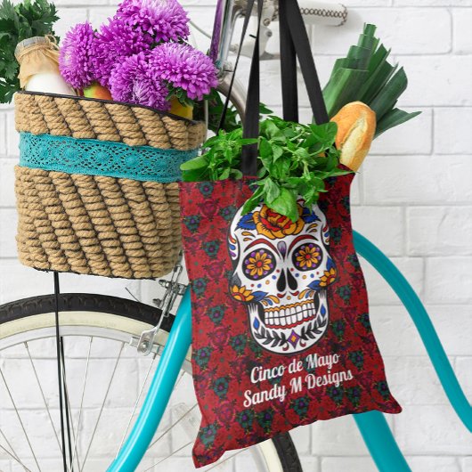 Tote Bag Crâne à sucre Cinco de Mayo Ajouter le nom Toutes