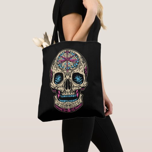 Tote Bag Crâne à sucre Dia De Los Muertos (De près)