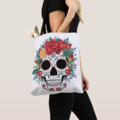 Tote Bag Crâne à sucre floral (De près)