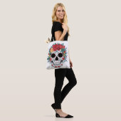 Tote Bag Crâne à sucre floral (Sur le modèle)