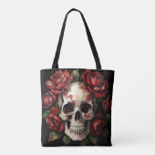 Tote Bag Crâne aux roses rouges (Dos)