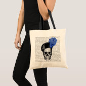 Tote Bag Crâne avec Casquette bleu (Devant (produit))