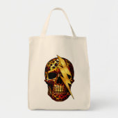 Tote Bag Crâne avec impression léopard et étincelles dorées (Devant)