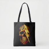 Tote Bag Crâne avec impression léopard et paillettes dorées (Devant)