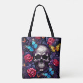 Tote Bag Crâne avec Roses et papillons Goth (Dos)