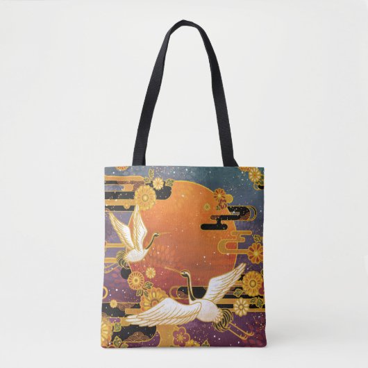 Tote Bag Crane Bird Chrysanthemum Motif japonais (Devant)