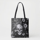 Tote Bag Crâne Botanique Gothique Fleur Dark (Devant)