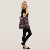 Tote Bag Crâne brodé : Motif gothique de l'orchidée (Sur le modèle)