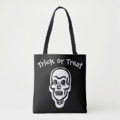 Tote Bag Crâne classique d'Halloween | Trick foncé ou trait (Devant)